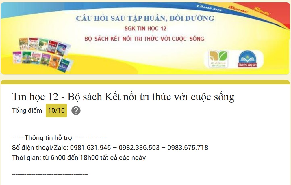 Read more about the article Đáp án tập huấn SGK Tin học 12 Kết nối tri thức với cuộc sống