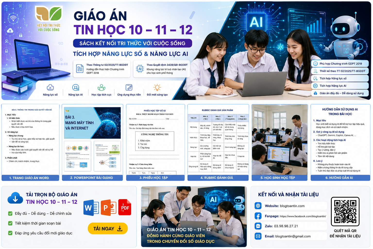 Giáo án Tin học 10-11-12 tích hợp NLS và AI