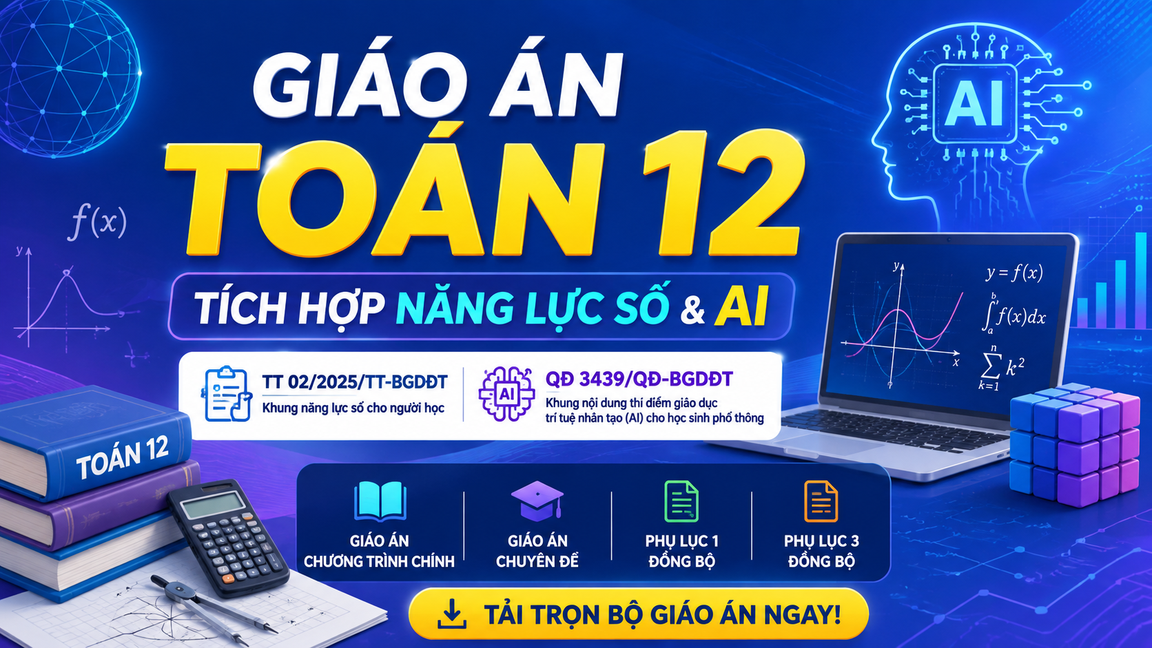Giáo án Toán 12 tích hợp năng lực số và AI theo Thông tư 02/2025 và Quyết định 3439